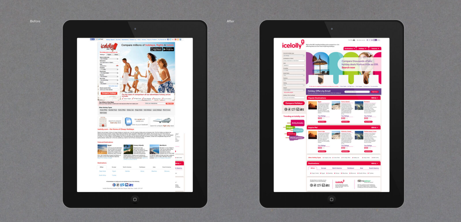 Icelolly website - Before - After